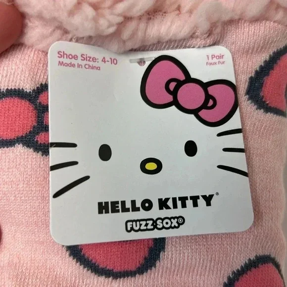 NWT Hello Kitty, fuzzy sock Sherpa lining nonskid feet shoe size 4 - 10 - Picture 3 of 5